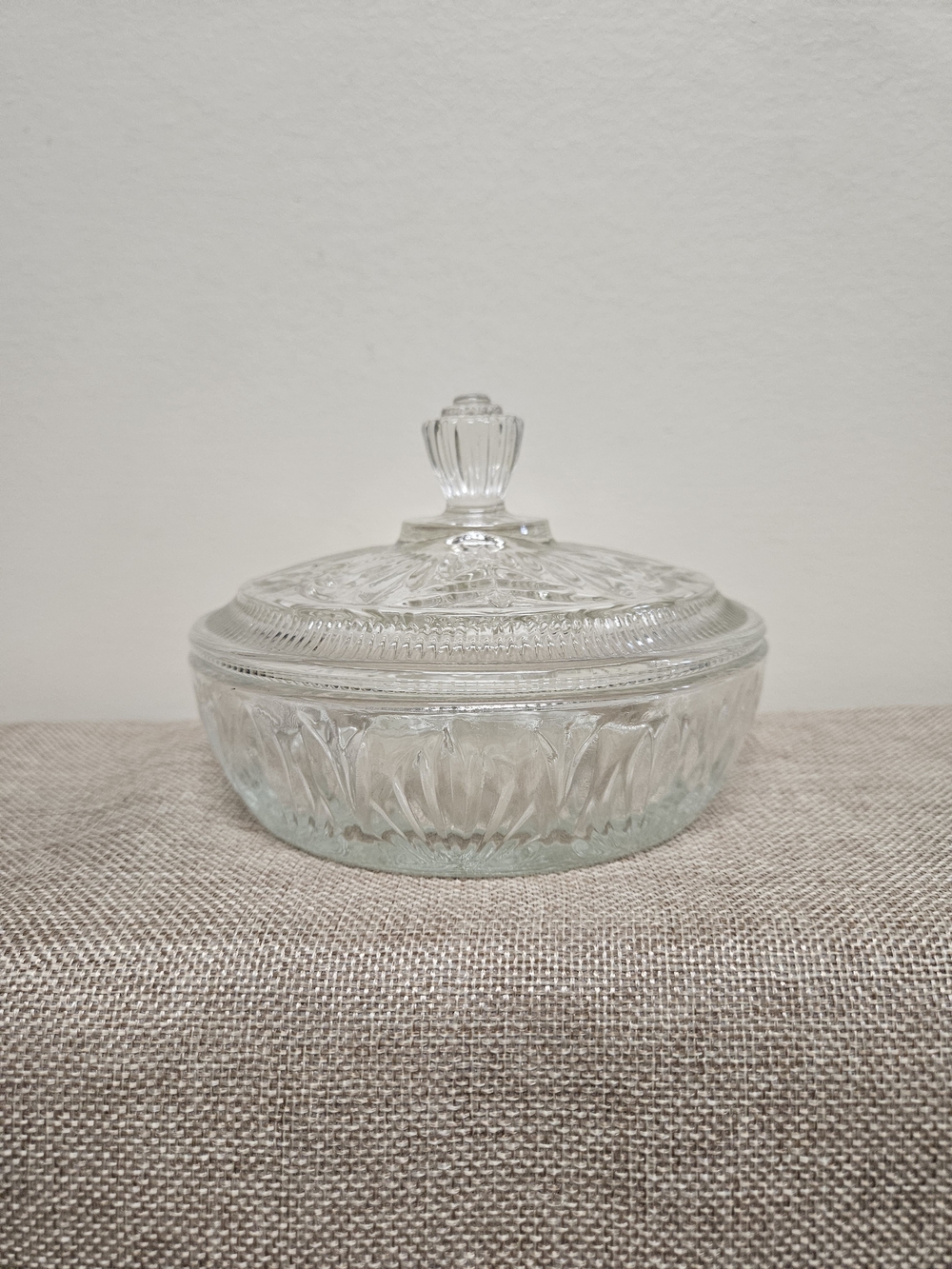 Vintage Avon Clear Glass Lidded Trinket Dish